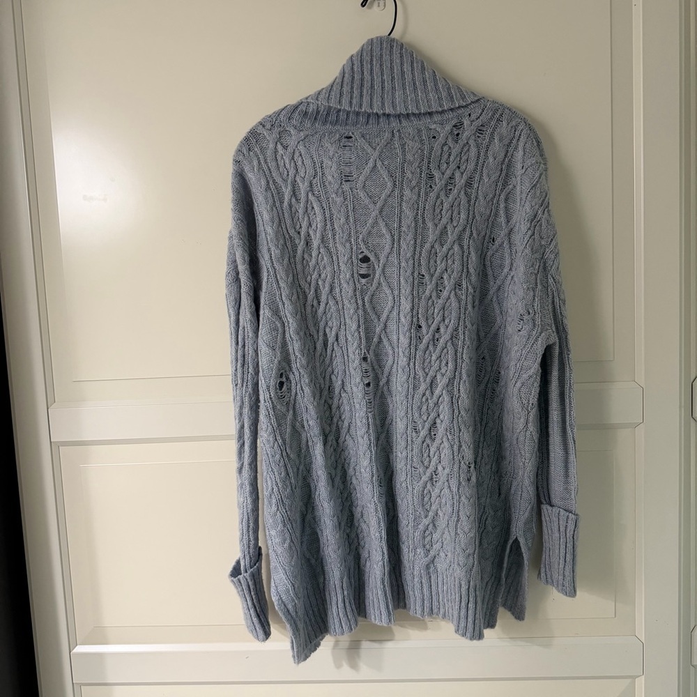Free People Distressed Complex Cable Knit Turtleneck Sweater Small 41472 - Picture 4 of 9